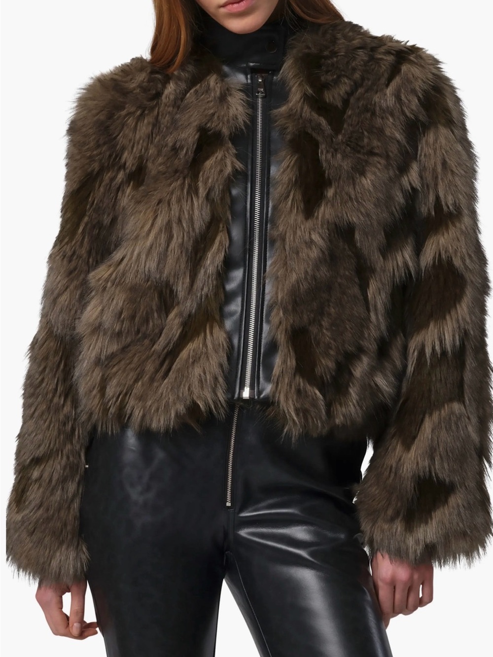 Apparis Lillet Faux Fur Patchwork Bomber Jacket ——S